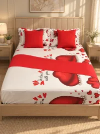 Love Hearts Queen Bedsheet Set – 8 Pieces – Image 3