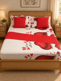 Love Hearts Queen Bedsheet Set – 8 Pieces – Image 4