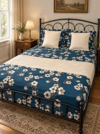 Midnight Blossom Queen Bedsheet Set – 8 Pieces – Image 3