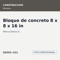 Marca Demo A Bloque de concreto 8 x 8 x 16 in · SKU DEMO-301 – Image 1