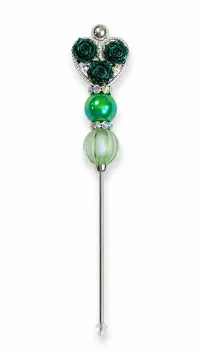 Glitter Poker Sticks NZ | Custom Beaded Craft Tools for Tumblers & Resin – Green Flower Heart