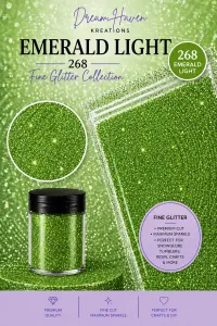 DreamHaven Fine Glitter Collection – Fine Craft Glitter – Emerald Light 268