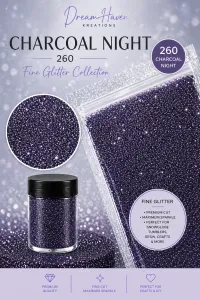 DreamHaven Fine Glitter Collection – Fine Craft Glitter – Charcoal Night 260