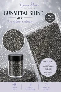 DreamHaven Fine Glitter Collection – Fine Craft Glitter – Gunmetal Shine 259
