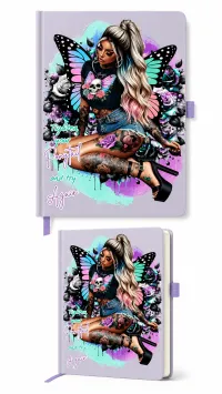 A5 Premade Notebooks – Exclusive Designer Covers | 192 & 240 Page Journals – Tighten your ponytail and try again (Lilac)
