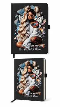 A5 Premade Notebooks – Exclusive Designer Covers | 192 & 240 Page Journals – Act like the person you want to become (Black)