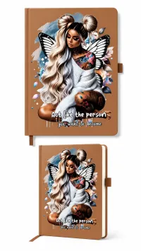 A5 Premade Notebooks – Exclusive Designer Covers | 192 & 240 Page Journals – Act like the person you want to become (Tan)