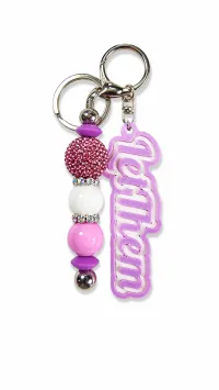 3D Custom Keychains | Plain & Beaded Options – Leth Them - Lilac/White with Beads