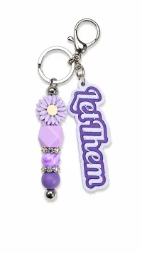 3D Custom Keychains | Plain & Beaded Options – Let Them - Purple/White with Beads