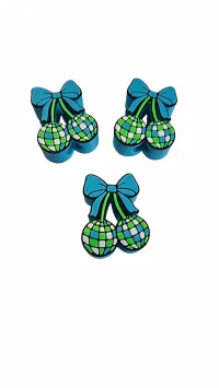 3D Straw Toppers – Add Personality to Every Sip! – Green disco bow ball