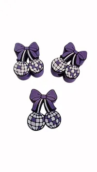 3D Straw Toppers – Add Personality to Every Sip! – Dark purple disco bow ball