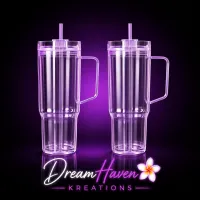 40oz Acrylic Snowglobe Tumbler – Pre-Drilled with Lid & Straw (1182ml) – Image 1