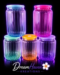 16oz Glass Ombre Ribbed Tumbler – Blanks – Image 1