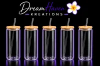 25oz Snowglobe Glass Tumbler with Bamboo Lid & Plastic Straw – Image 1