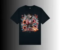 Fierce & Feminine Collection - T-Shirts – Let Them - Fierece Tattoo lady with shimmer maroon tshirt