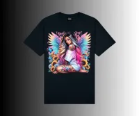 Fierce & Feminine Collection - T-Shirts – Feminine Tattoo lady with rainbow wings