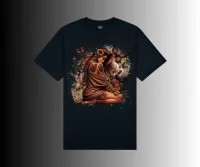 Fierce & Feminine Collection - T-Shirts – Fierce Tattoo lady with brown T-Shirt/butterflies and sunflowers