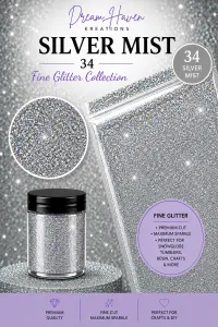 DreamHaven Fine Glitter Collection – Fine Craft Glitter – Silver Mist 34