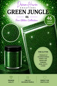 DreamHaven Fine Glitter Collection – Fine Craft Glitter – Green Jungle 46