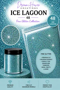 DreamHaven Fine Glitter Collection – Fine Craft Glitter – Ice Lagoon 48