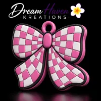 3D Printed Can Opener Keychain | Nail Saver | Cute Soda Can Opener – Checker Bow Pink