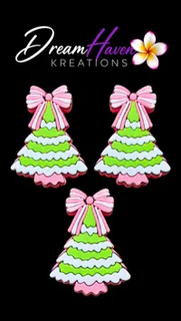 3D Straw Toppers – Add Personality to Every Sip! – Christmas Tree with Pink Bow