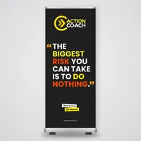 ActionCOACH Roll-up Banner Kit, 33 × 81 in – Brad quote — design 3