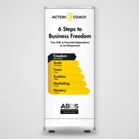 ActionCOACH Roll-up Banner Kit, 33 × 81 in – Six Steps