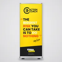ActionCOACH Roll-up Banner Kit, 33 × 81 in – Brad quote — design 2