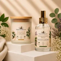 Velvet Canopy Bundle – 8 Oz Candle + Room & Body Spray Set – Image 1