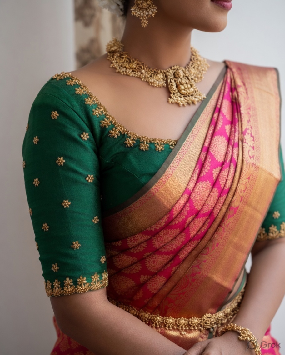 Pink Kanchipuram Silk Saree – Image 2