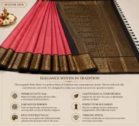 Pink & Black Kanchipuram Silk Saree – Image 2