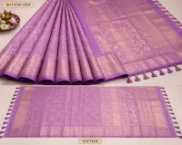 Lavender Zari Woven Kanchipuram Silk Saree – Image 2