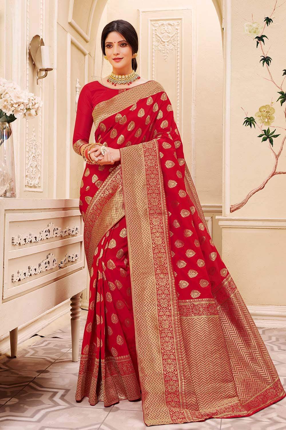 Banarasi olive saree – Image 1