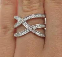925 Sterling Silver Round-Cut Cubic Zirconia Crisscross Ring | Size 7.25 – Image 1