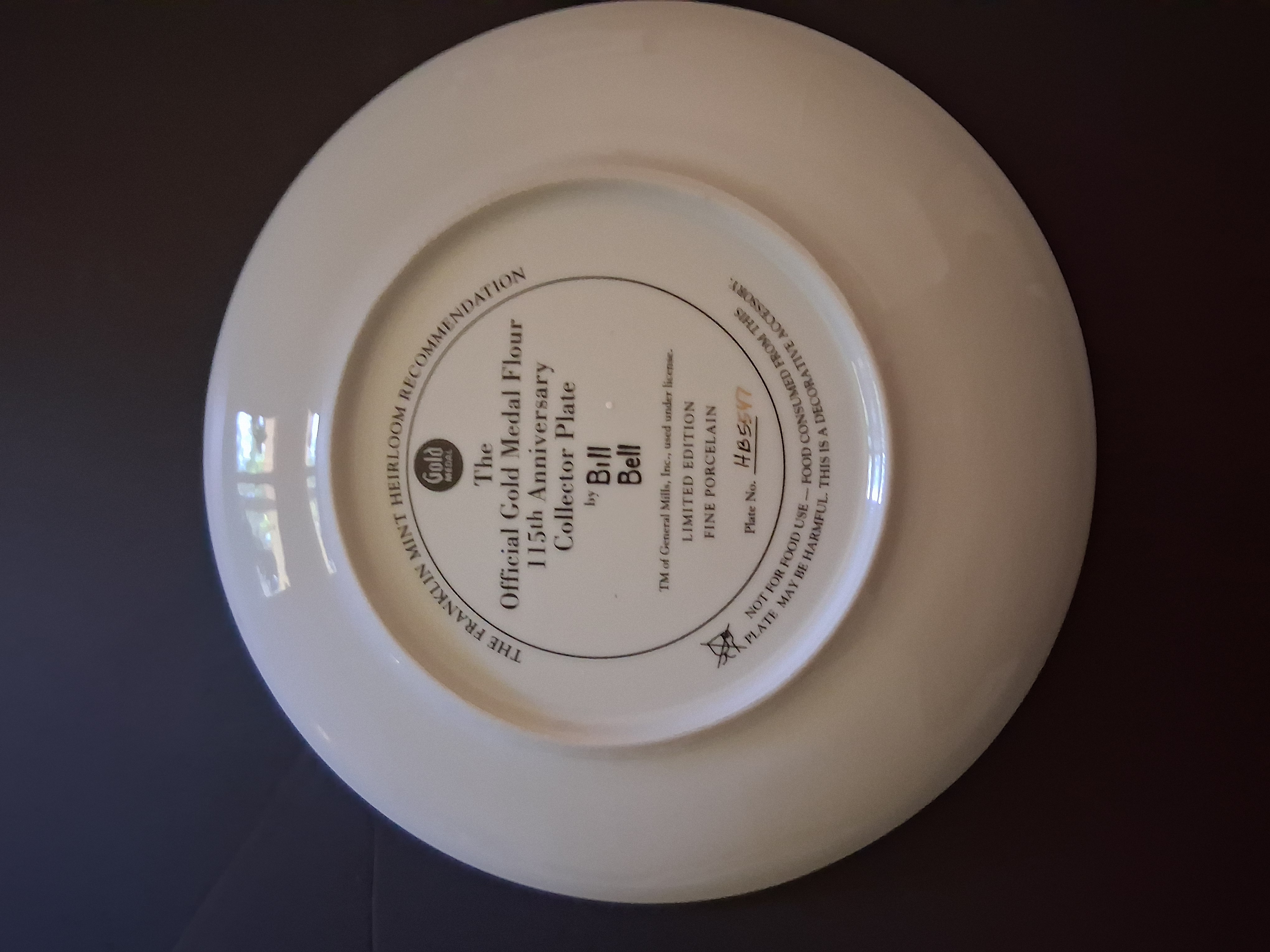 Franklin Mint Bill Bell "Official Gold Medal Flour 115th Anniversary" Collector Plate | 24K Gold Rim – Image 2