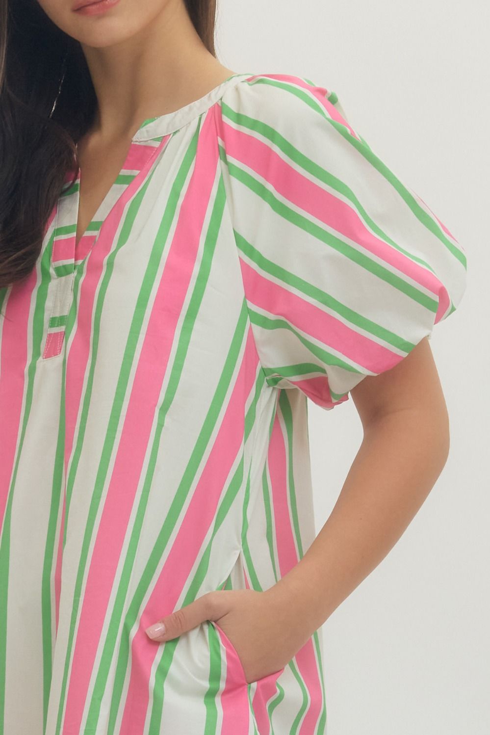 Entro solid strip Dress – Image 2