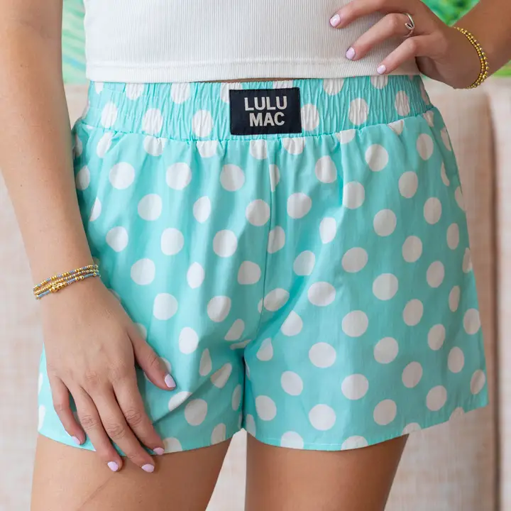 Lulu Mac Shorts- Teal Polka Dot – Image 1