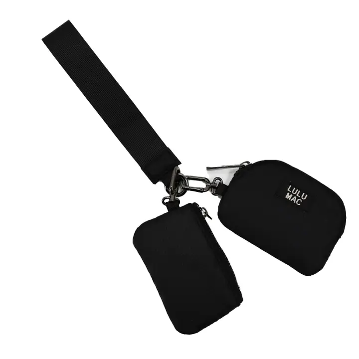 Lulu Mac Double Pouch Wristlets – Black
