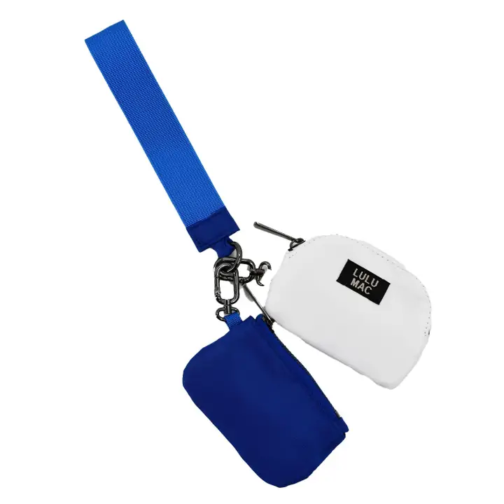 Lulu Mac Double Pouch Wristlets – Royal Blue & White