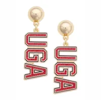 Georgia Bulldogs Pave Outline Earrings – Image 1