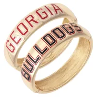 Georgia Bulldogs Polished Metal Hinge Bangle – Image 1