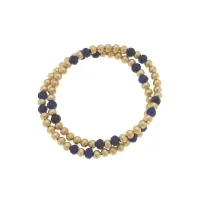 Hallie Gemstone Ball Bead Stretch Bracelets (Set of 2) – Image 1