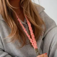 ANDI LANYARDS – Coral Gingham Lanyard