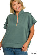 Zenana Plus scuba high neck half zip vest – Image 1