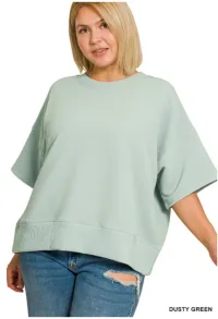 ZENANA Plus ribbed round neck waist banded tee shirts – Image 1