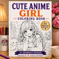 Cute Anime Girl Coloring Book – Image 1