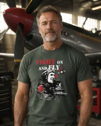 Fight On and Fly – Retro Pilot T-Shirt for Men & Women – Image 3
