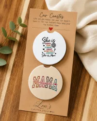 She Is Strong Mama - Car Coaster Set – Image 1
