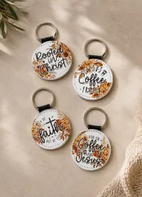 I Run on Coffee and Jesus - Sublimation Keychain – Image 3
